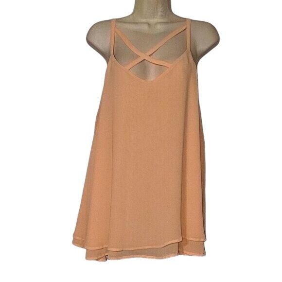 TORRID Flowy beachy Peach Criss Cross Neck Sleeveless Trapeze Tank Top Blouse  L - Picture 1 of 8